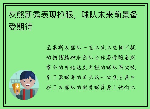 灰熊新秀表现抢眼，球队未来前景备受期待
